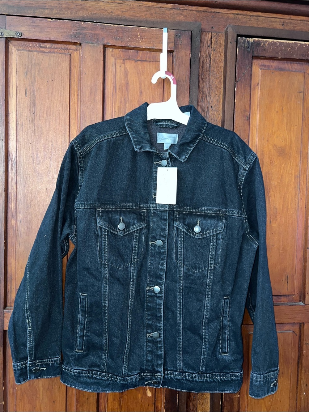 Universal Thread Denim Jacket Black Jean Jacket Classic Style Washed Black - Picture 2 of 11
